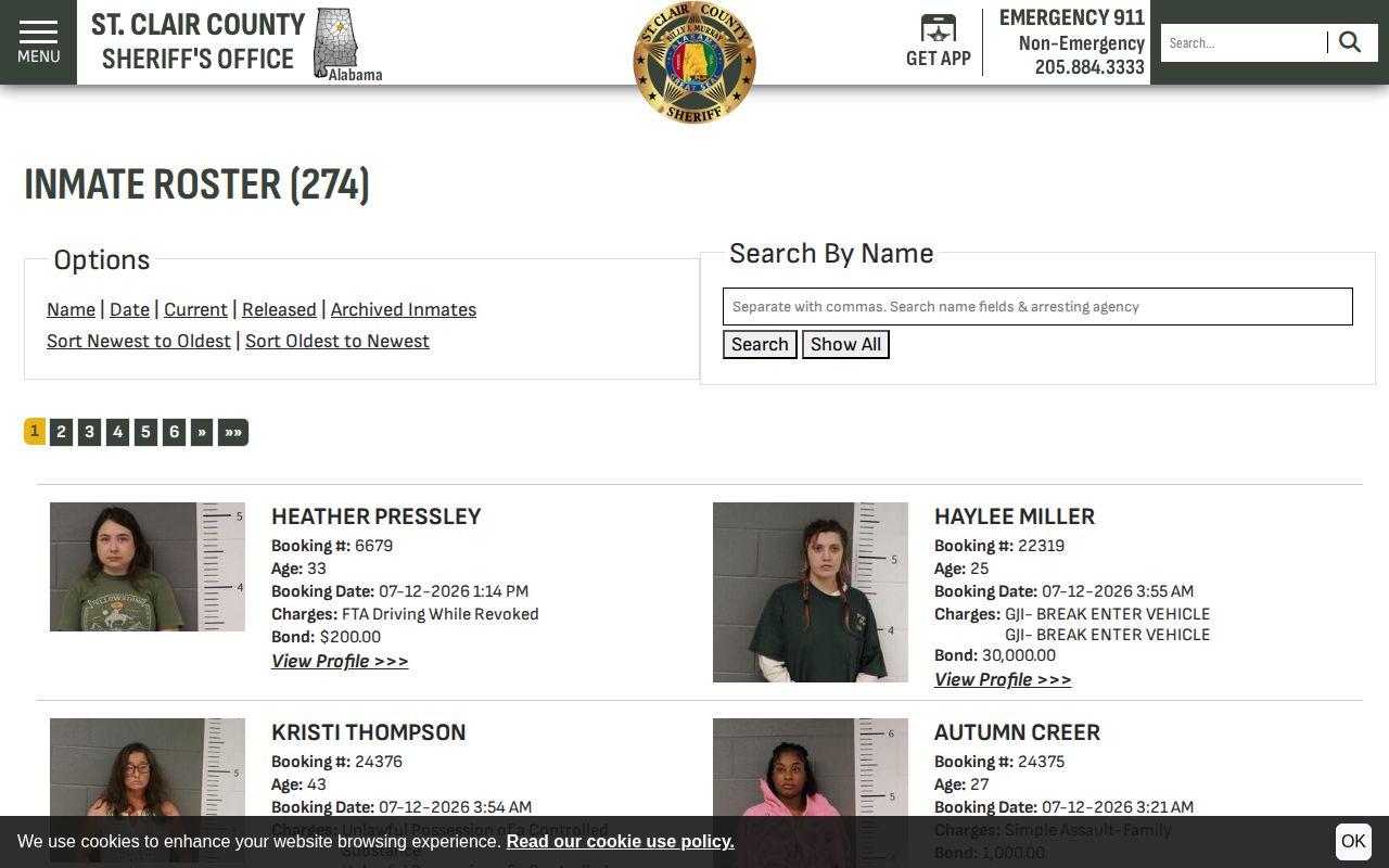 St. Clair County released inmates roster navigation